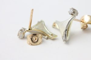 Ørepynt i flerfarget gull med diamant - Bilde 3