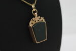 Anheng i gult gull med grønn sten - Bilde 3